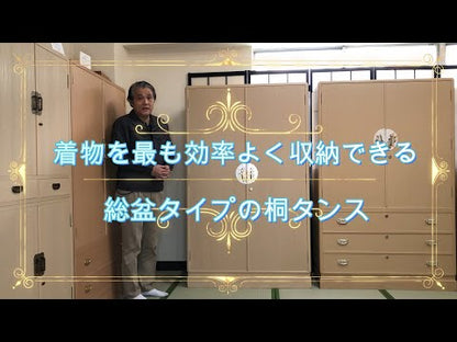 総桐衣裳たんす　総盆タイプ　大面四方丸　伝統工芸士三本和好作